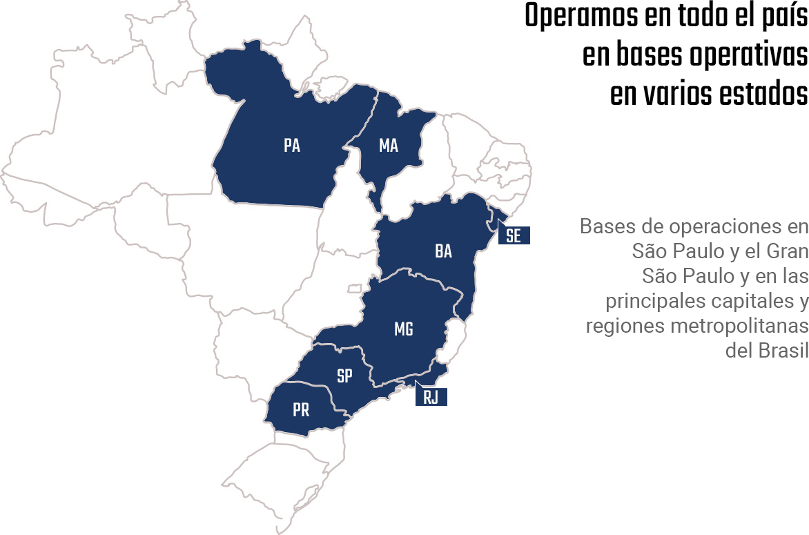 Mapa de atuação da Icomon